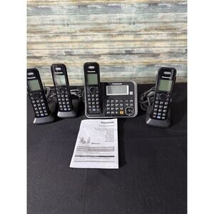Panasonic KX TG6841   4 Handset Phone System with Answering Machine TESTED